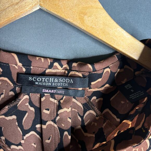 Scotch & Soda Leopard Print Button Down Shirt Brown Size S - Picture 7 of 7